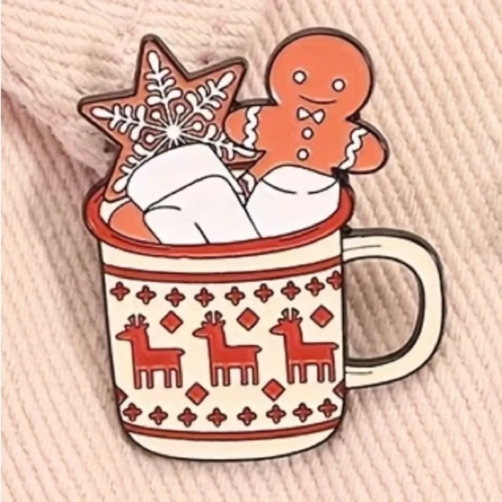 3/$25 Festive Mug Enamel Pin Hot Chocolate Gingerbread Cookie Christmas Cookie